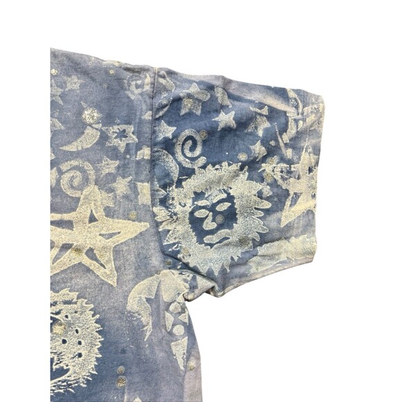 Vtg EZL Sun Moon Stars All Over Print Shirt USA Psychedelic Celestial 90s - Picture 7 of 11